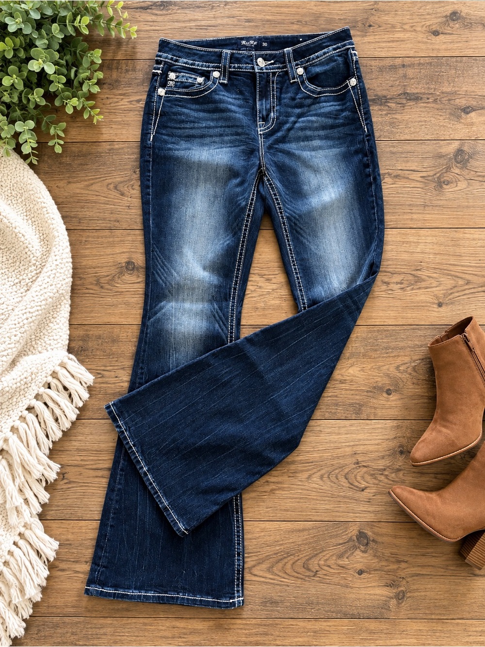 Miss Me Dark Blue Flare Jeans 30x34